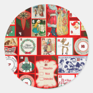 Weihnachtsblock Advent Illustration Quadratische K Runder Aufkleber
