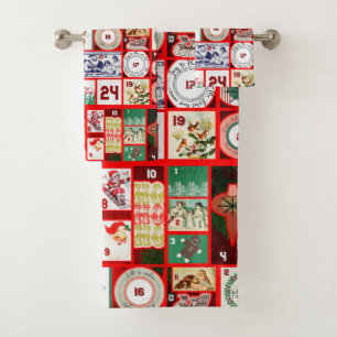 Weihnachtsblock-Illustrationsplätze Badhandtuch Set