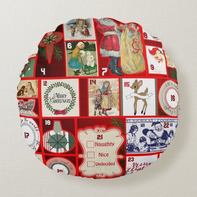 Weihnachtsblock-Illustrationsplätze Rundes Kissen (Vorderseite)