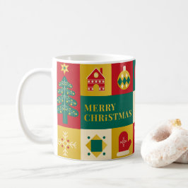 Weihnachtsblockmuster im Bauhaus-Stil Kaffeetasse