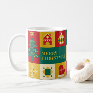 Weihnachtsblockmuster im Bauhaus-Stil Kaffeetasse