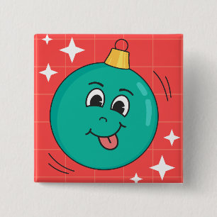 Weihnachtsblume Gesicht Lächeln glückliche Retro-C Button