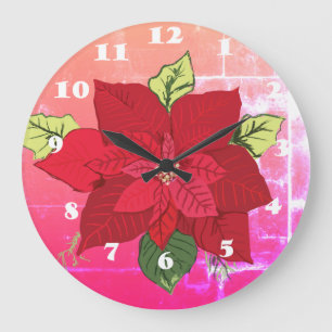 Weihnachtsblume Große Wanduhr
