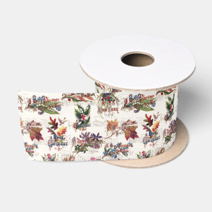 Weihnachtsblume mit Musik und Verziertem Text Satinband
