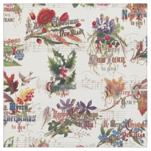 Weihnachtsblume mit Musik und Verziertem Text Stoff
