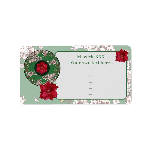 Weihnachtsblumen Adressaufkleber (Vorne)