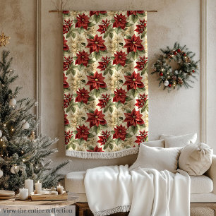Weihnachtsblumen-Decke im Vintage-Poinsettien-Desi Fleecedecke