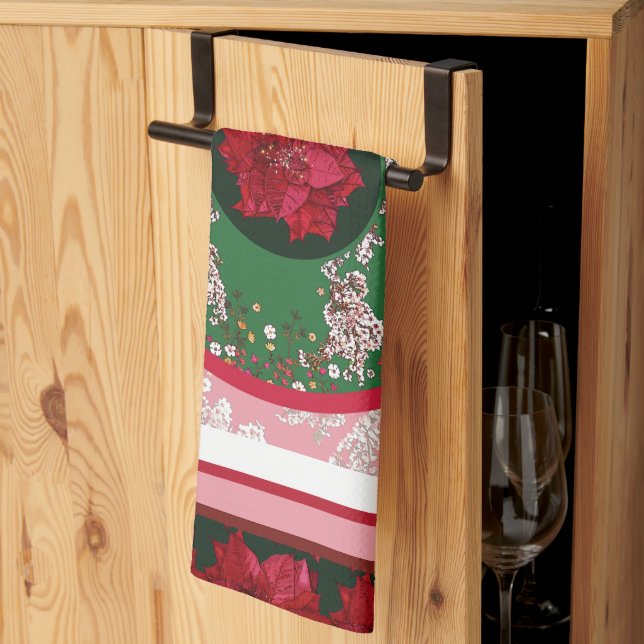 Weihnachtsblumen Geschirrtuch (Drittel gefaltet)