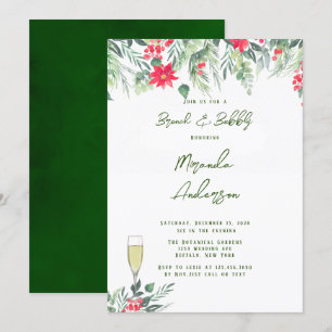 Weihnachtsblumen-Malblatt Brunch & Sekt Einladung