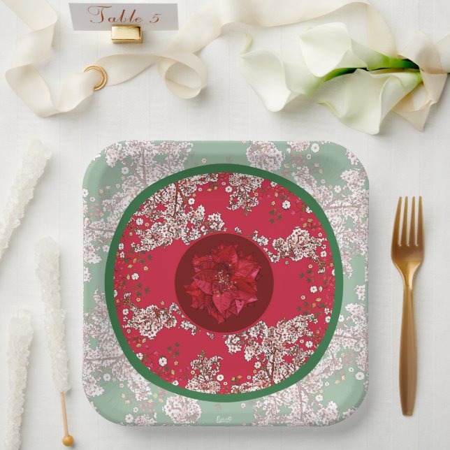 Weihnachtsblumen Pappteller (Hochzeit)