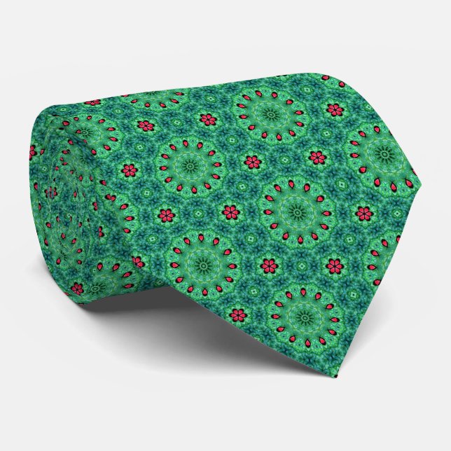 Weihnachtsblumen und Medaillons Krawatte (Gerollt)
