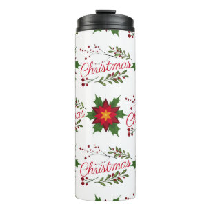 Weihnachtsblumenkranz Wintermauerwerk Thermosbecher