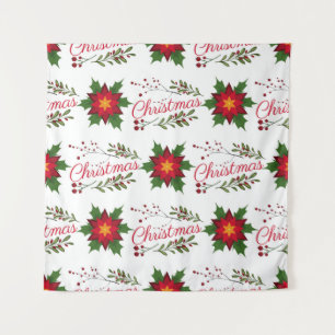 Weihnachtsblumenkranz Wintermauerwerk Wandteppich