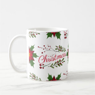 Weihnachtsblumenkranz Wintermuster Blütenblatt Hol Kaffeetasse
