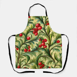 Weihnachtsblumenmuster mit roten Beeren Schürze