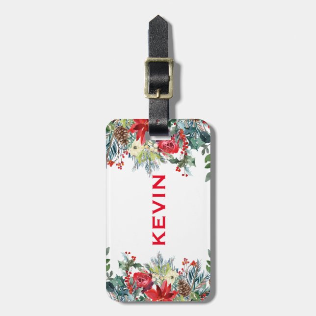 Weihnachtsblumenrand Gepäckanhänger (Vorderseite vertikal)