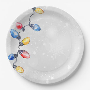 Weihnachtsblüten, Lichter mit String, Urlaub Pappteller