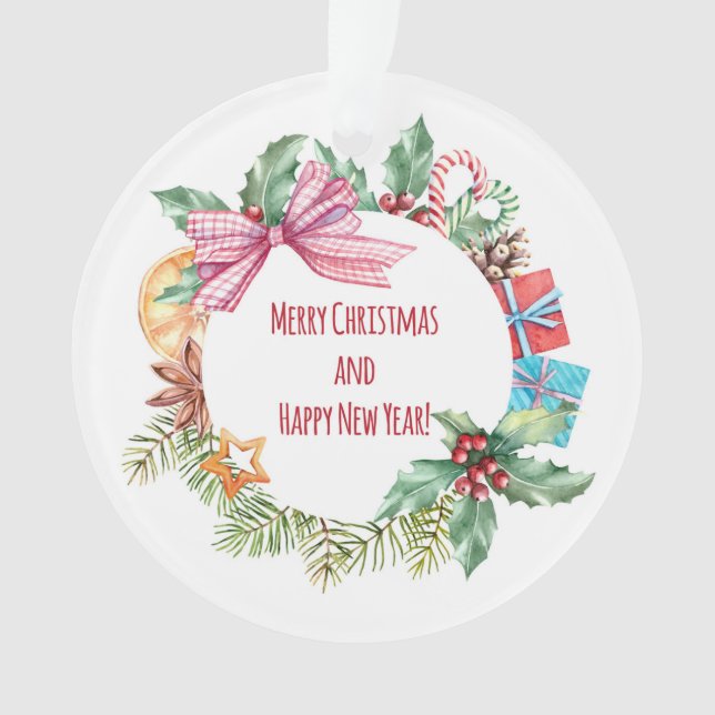Weihnachtsblütenkranz | Urlaub Ornament (Vorderseite)