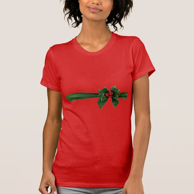 Weihnachtsbogen mit gestreiftem Hintergrund T-Shirt (Vorderseite)