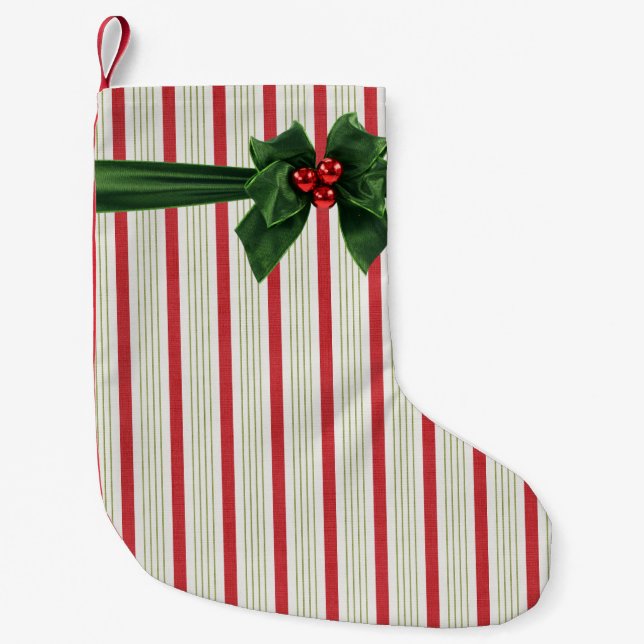 Weihnachtsbogen mit Streifenuntergrund Kleiner Weihnachtsstrumpf (Vorderseite)