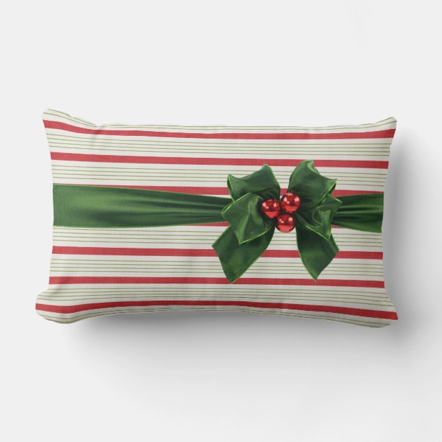 Weihnachtsbogen mit Streifenuntergrund Lendenkissen (Vorderseite)