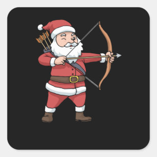 WeihnachtsBogenschießen Bow Jagd Weihnachtsklause Quadratischer Aufkleber