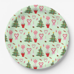 Weihnachtsbonbonbäume-Muster Pappteller
