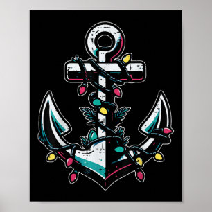 Weihnachtsboot-Anker Xmas-Segler Kreuzfahrt Männer Poster