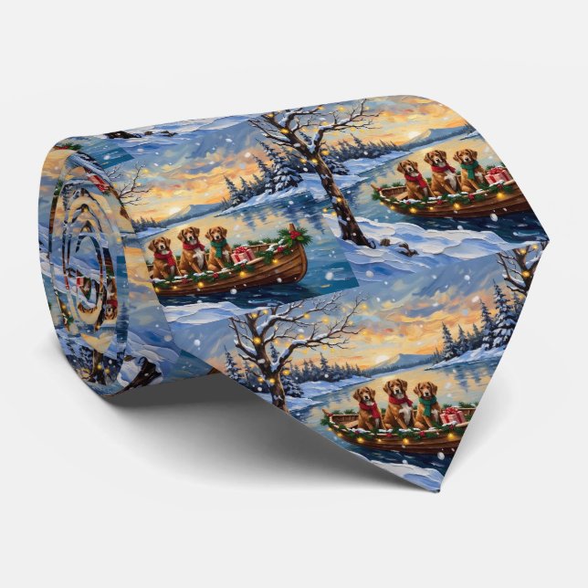 Weihnachtsboot-Feier Vizsla Krawatte (Gerollt)
