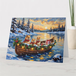 Weihnachtsboot-Feiertag der Pomeranian Karte
