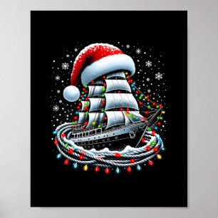 Weihnachtsbootfahren Segelkreuzfahrtboot umgeben B Poster