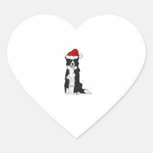 Weihnachtsborder Collie 1 Herz-Aufkleber