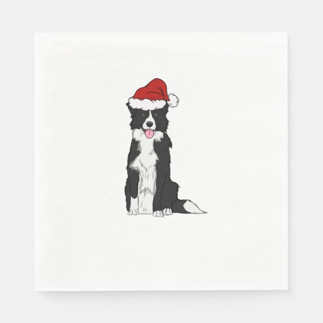 Weihnachtsborder Collie 1 Serviette (Vorderseite)