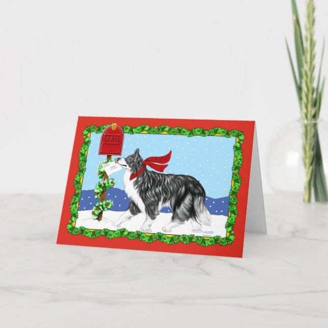 WeihnachtsBorder-Collie-Post Feiertagskarte (Vorderseite)