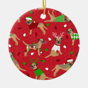 Weihnachtsborder Terrier Keramik Ornament