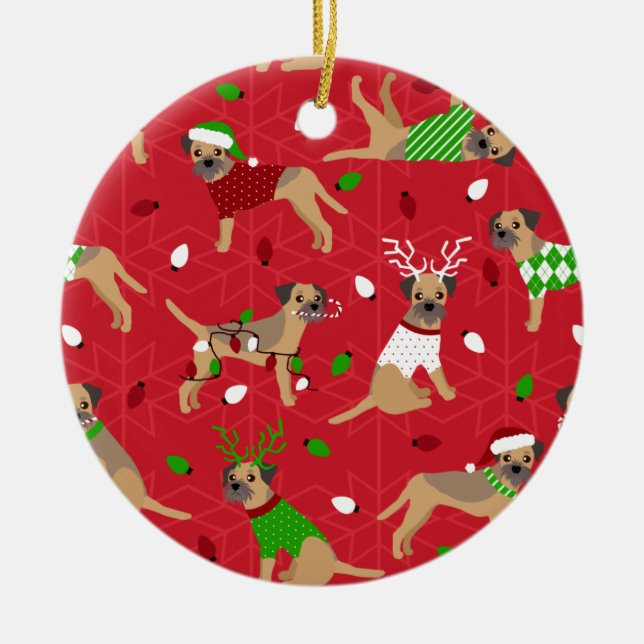 Weihnachtsborder Terrier Keramik Ornament (Vorne)