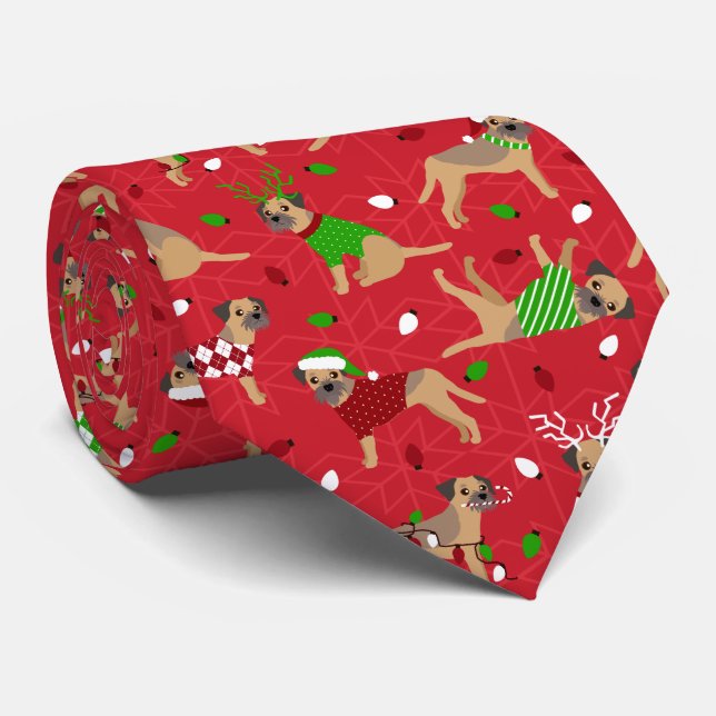 Weihnachtsborder Terrier Krawatte (Gerollt)