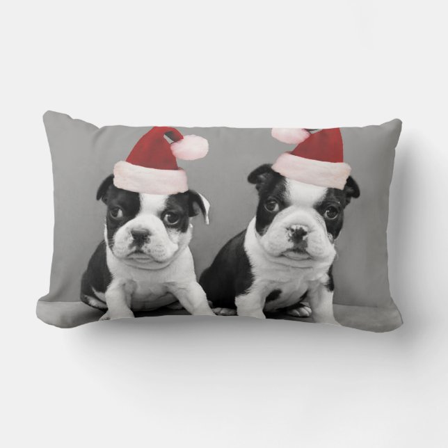 Weihnachtsboston-Terrier Lendenkissen (Vorderseite)