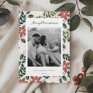 Weihnachtsbotanik Zweiseitiges Familienfoto Feiertagskarte