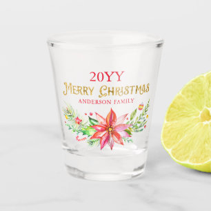 Weihnachtsbouquet Frohe Weihnachtstypografie Schnapsglas