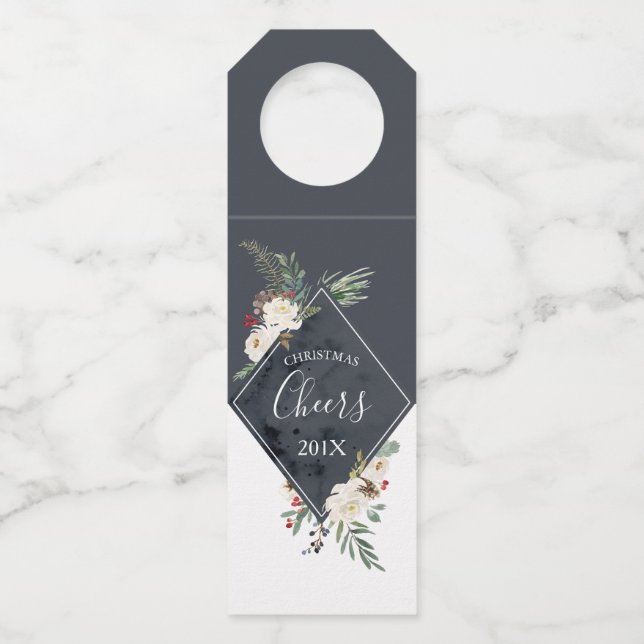 Weihnachtsbouquet Rahmen weiße Rosen und heilig Flaschenanhänger (Vorderseite)