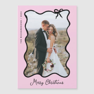 Weihnachtsbow   Magnetkarte aus schwarzem und rosa