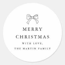 Weihnachtsbow Schwarz-Weiß-Personalisierter Urlaub Runder Aufkleber