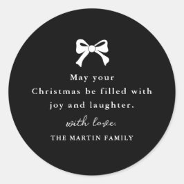 Weihnachtsbow Schwarz-Weiß-Personalisierter Urlaub Runder Aufkleber