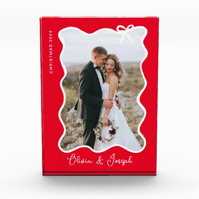 Weihnachtsbow | Wavy Red Foto Frame (Vorderseite)