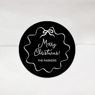 Weihnachtsbow   Weiß weißes weißes weißes Weiß Runder Aufkleber
