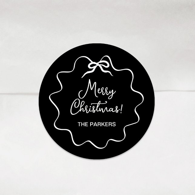 Weihnachtsbow | Weiß weißes weißes weißes Weiß Runder Aufkleber (Von Creator hochgeladen)