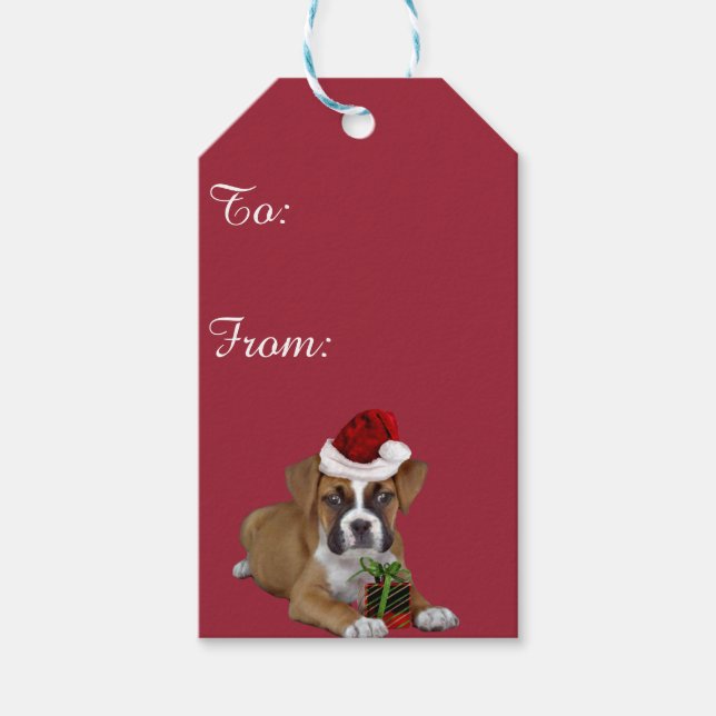 Weihnachtsboxen Welpengeschenkanhänger Geschenkanhänger (Vorderseite)