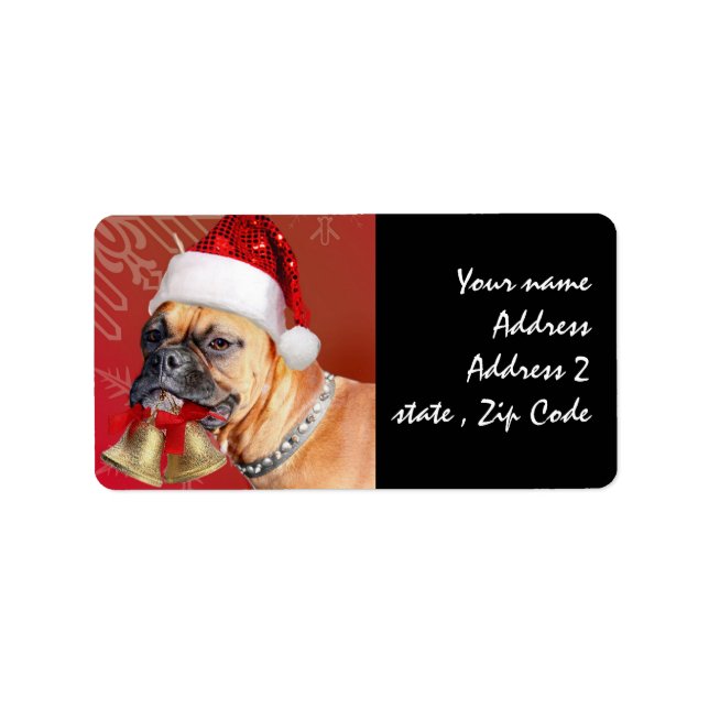 Weihnachtsboxer Adressaufkleber (Vorne)