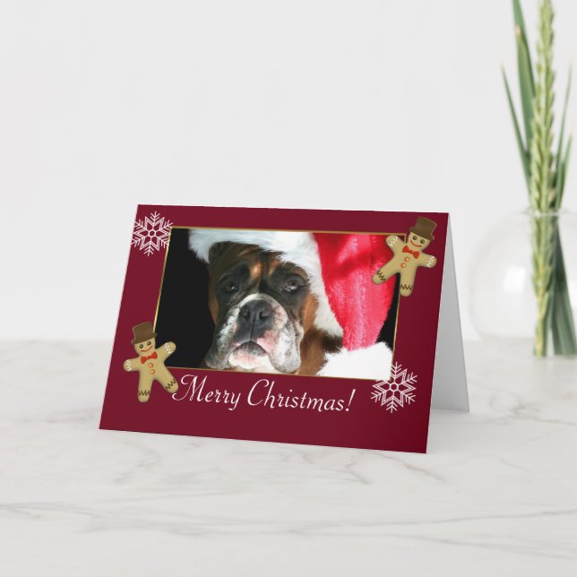 Weihnachtsboxer Feiertagskarte (Vorderseite)